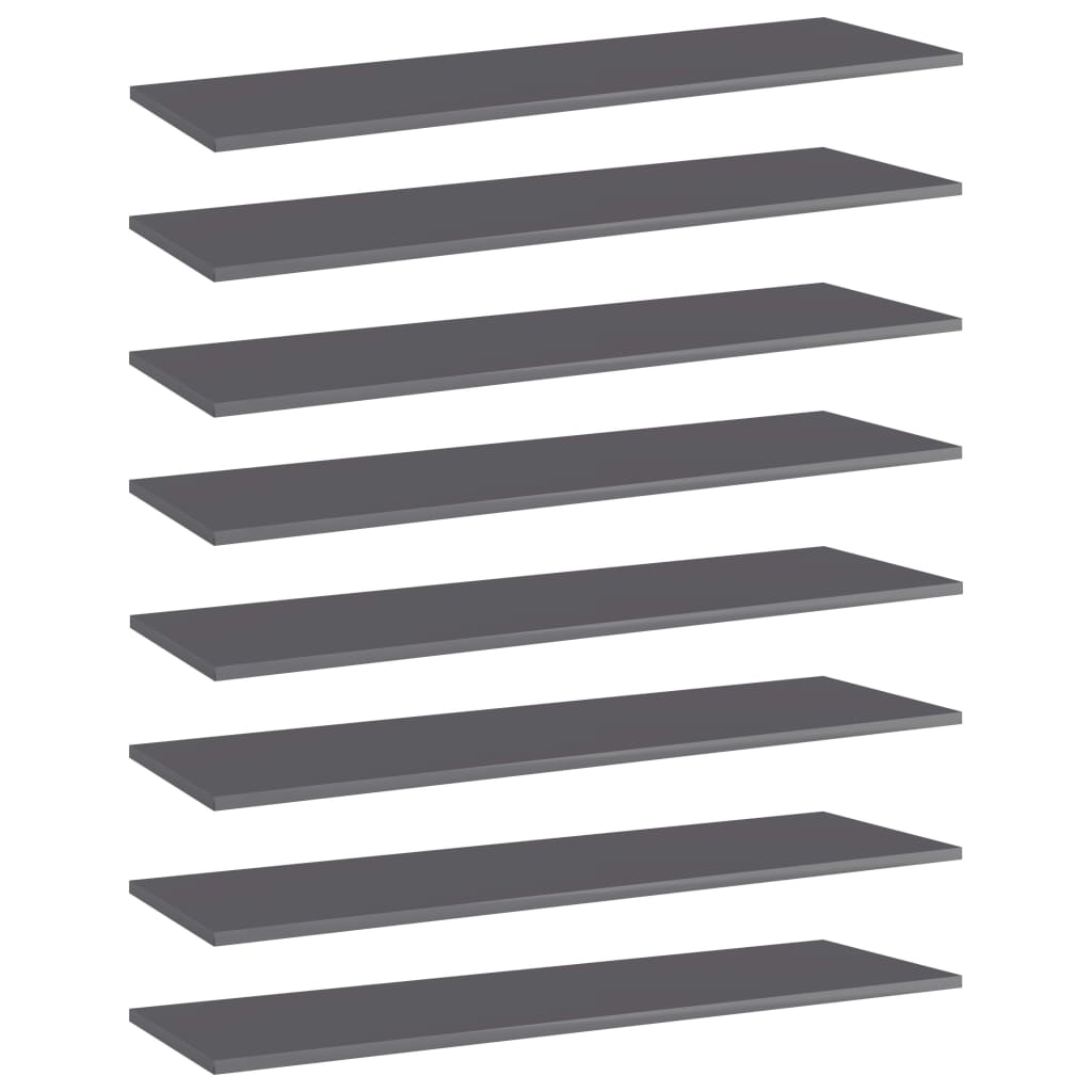 Wandschappen 8 st 100x30x1,5 cm spaanplaat hoogglans grijs is nu te koop bij PeponiXL, paradijselijk wonen!