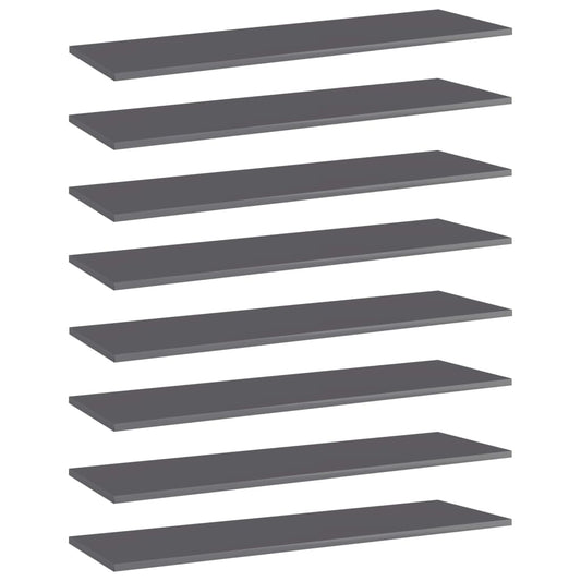Wandschappen 8 st 100x30x1,5 cm spaanplaat hoogglans grijs is nu te koop bij PeponiXL, paradijselijk wonen!