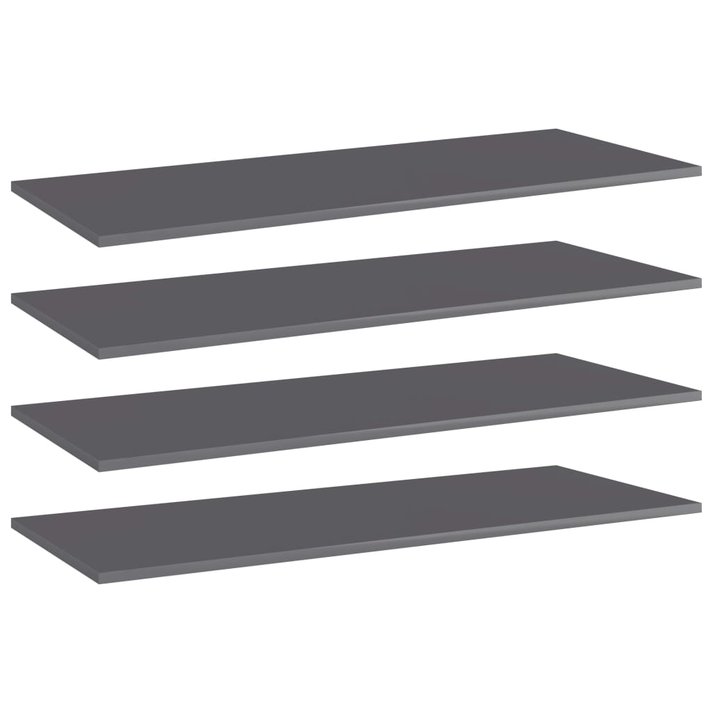 Wandschappen 4 st 100x40x1,5 cm spaanplaat hoogglans grijs is nu te koop bij PeponiXL, paradijselijk wonen!