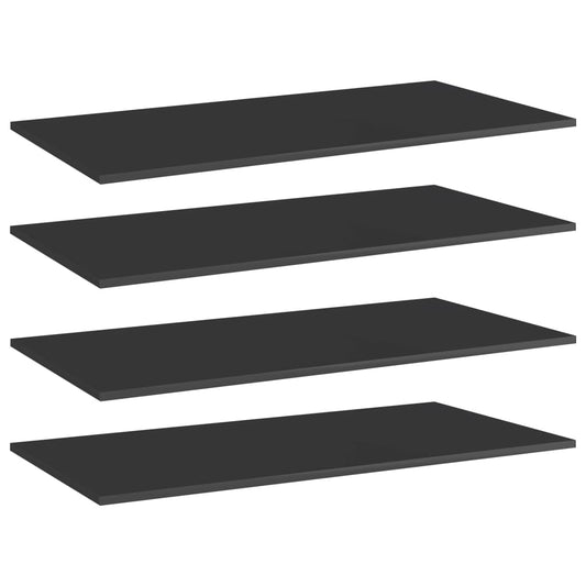 Wandschappen 4 st 100x50x1,5 cm spaanplaat hoogglans zwart is nu te koop bij PeponiXL, paradijselijk wonen!