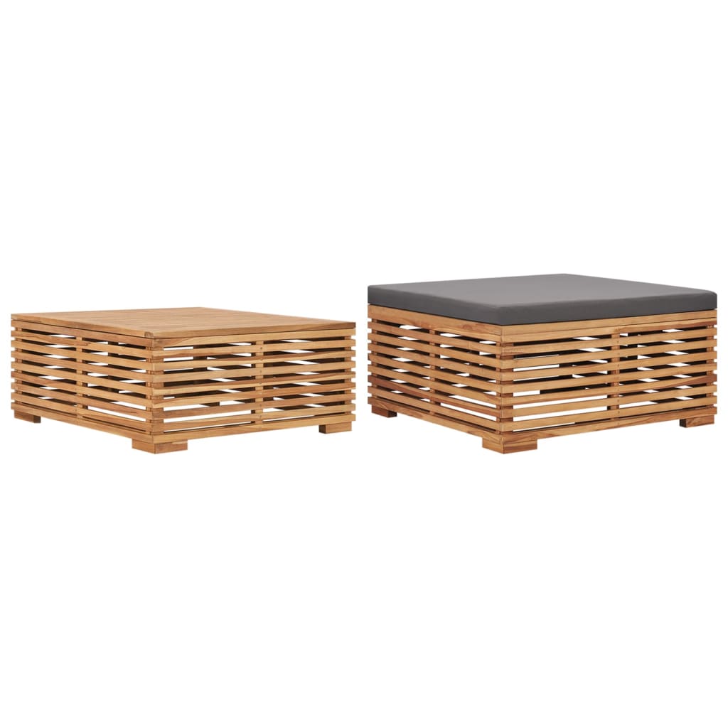 Tuintafel en voetensteun met donkergrijs kussen teakhout is nu te koop bij PeponiXL, paradijselijk wonen!