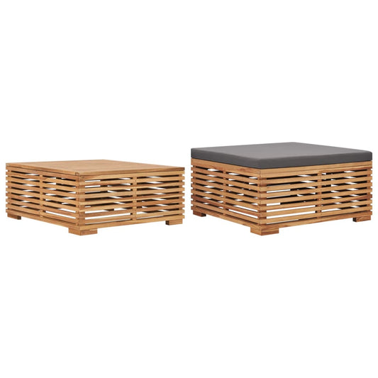 Tuintafel en voetensteun met donkergrijs kussen teakhout is nu te koop bij PeponiXL, paradijselijk wonen!