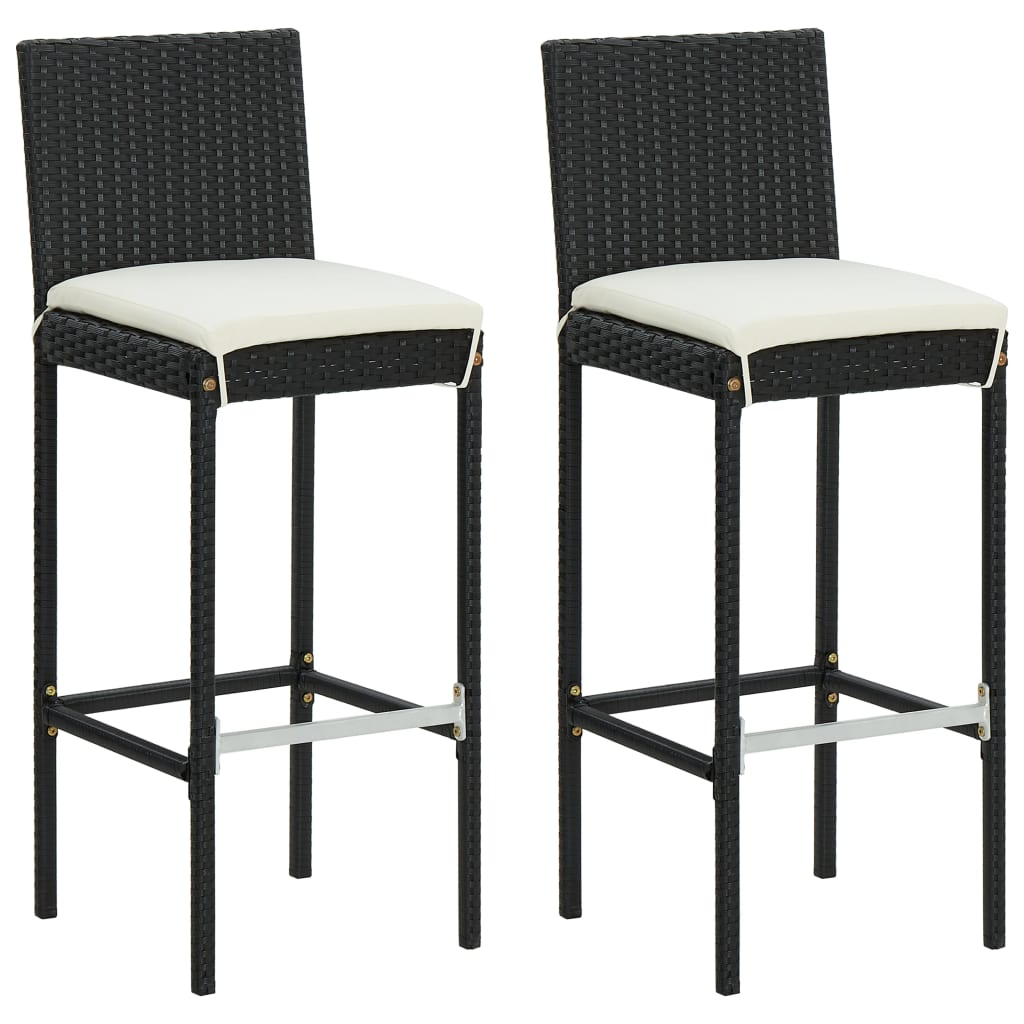 3-delige Tuinbarset met kussens poly rattan zwart is nu te koop bij PeponiXL, paradijselijk wonen!