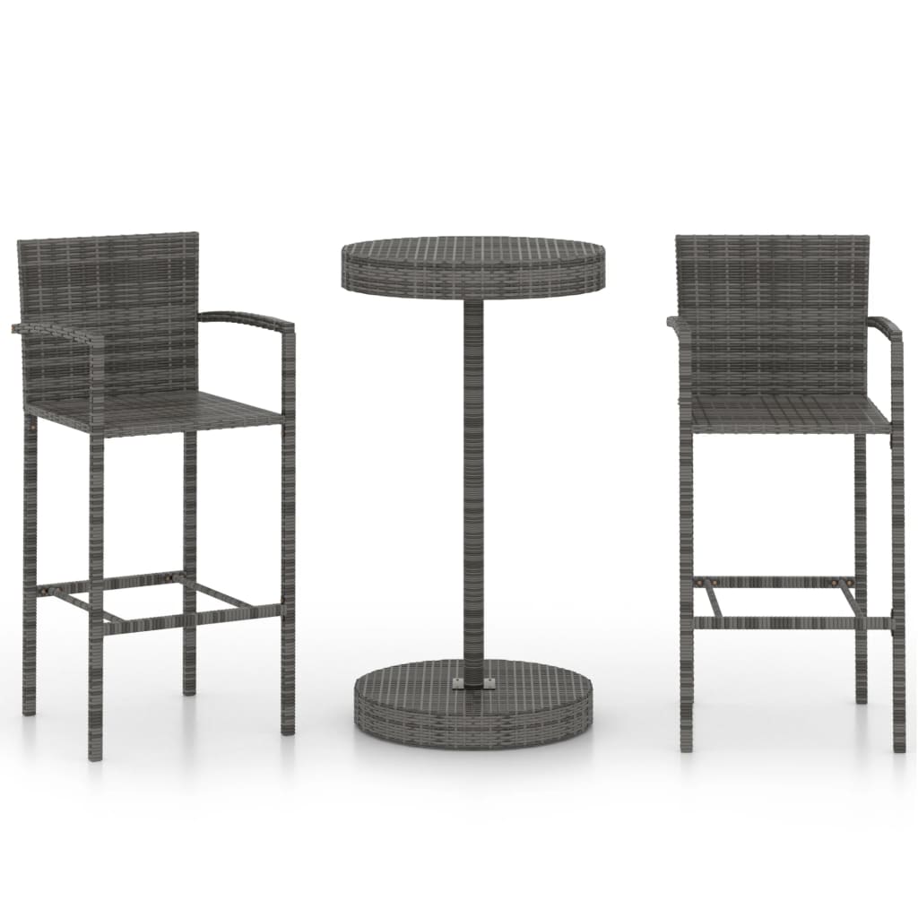 3-delige Tuinbarset poly rattan grijs is nu te koop bij PeponiXL, paradijselijk wonen!
