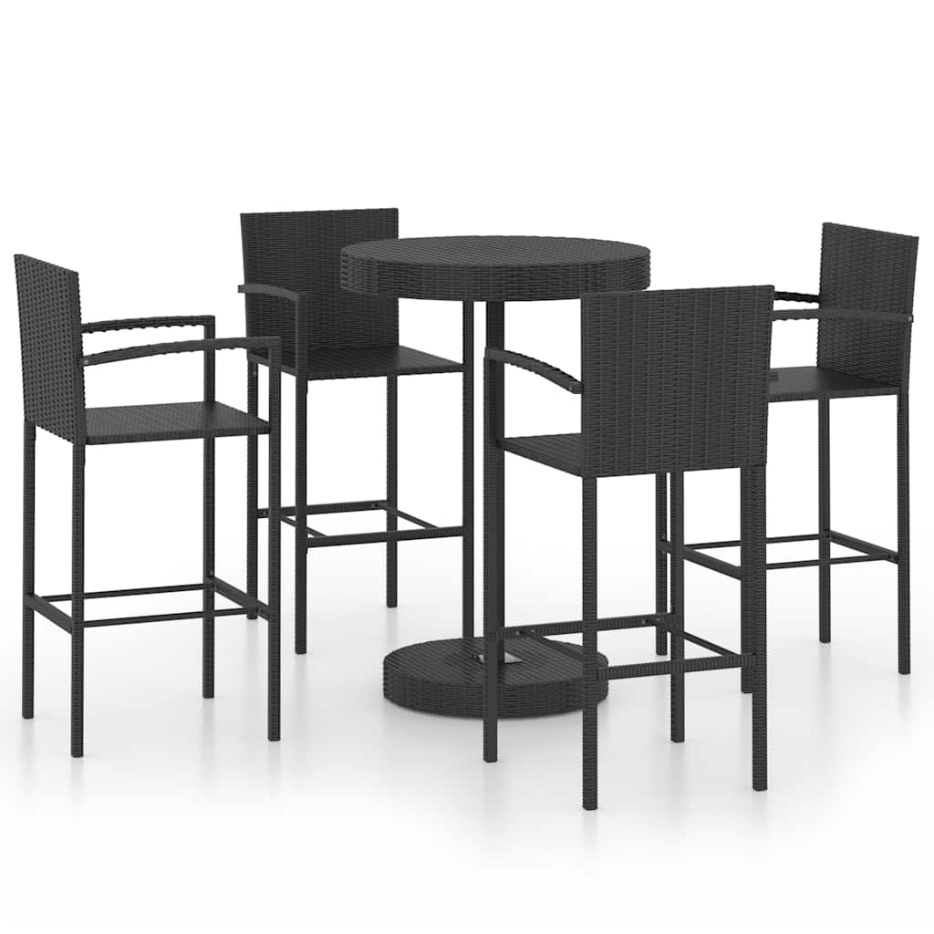 5-delige Tuinbarset poly rattan zwart is nu te koop bij PeponiXL, paradijselijk wonen!