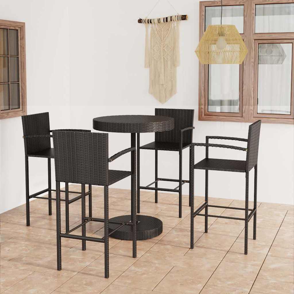 5-delige Tuinbarset poly rattan zwart is nu te koop bij PeponiXL, paradijselijk wonen!