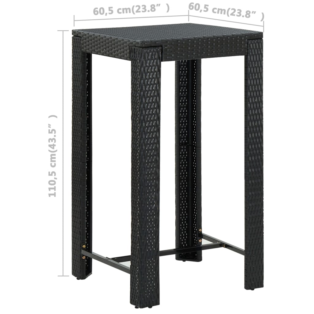 5-delige Tuinbarset met kussens poly rattan zwart is nu te koop bij PeponiXL, paradijselijk wonen!