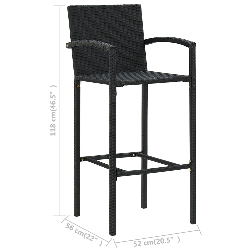 7-delige Tuinbarset met armleuningen poly rattan zwart is nu te koop bij PeponiXL, paradijselijk wonen!
