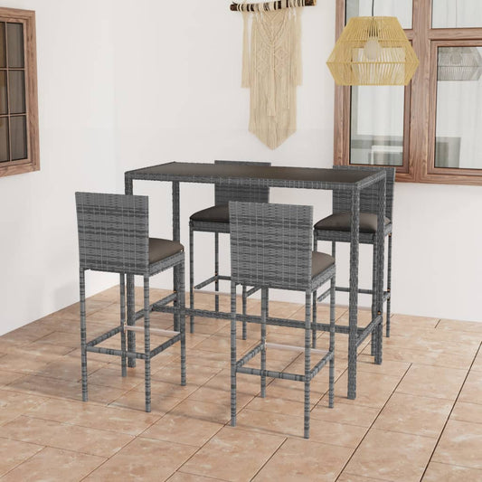 5-delige Tuinbarset met kussens poly rattan grijs is nu te koop bij PeponiXL, paradijselijk wonen!