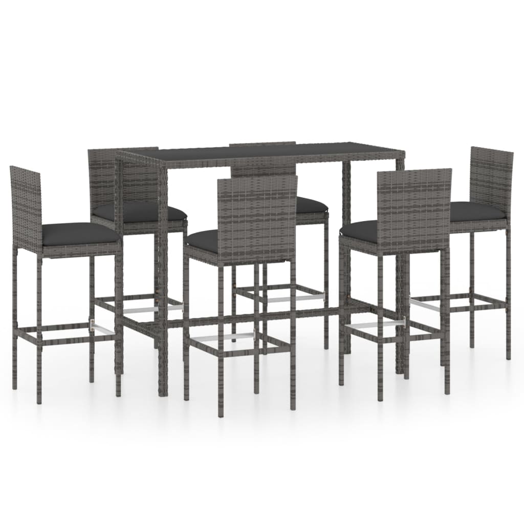 7-delige Tuinbarset met kussens poly rattan grijs is nu te koop bij PeponiXL, paradijselijk wonen!