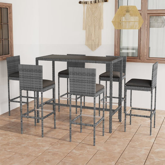 7-delige Tuinbarset met kussens poly rattan grijs is nu te koop bij PeponiXL, paradijselijk wonen!