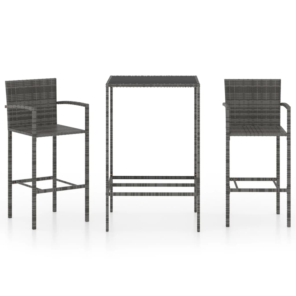 3-delige Tuinbarset poly rattan grijs is nu te koop bij PeponiXL, paradijselijk wonen!