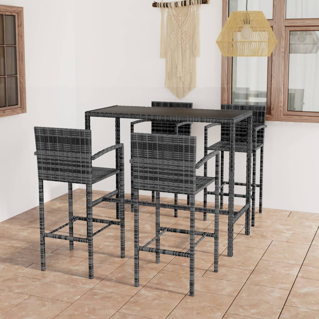 5-delige Tuinbarset poly rattan grijs is nu te koop bij PeponiXL, paradijselijk wonen!