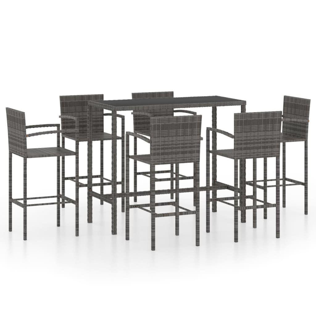 7-delige Tuinbarset poly rattan grijs is nu te koop bij PeponiXL, paradijselijk wonen!
