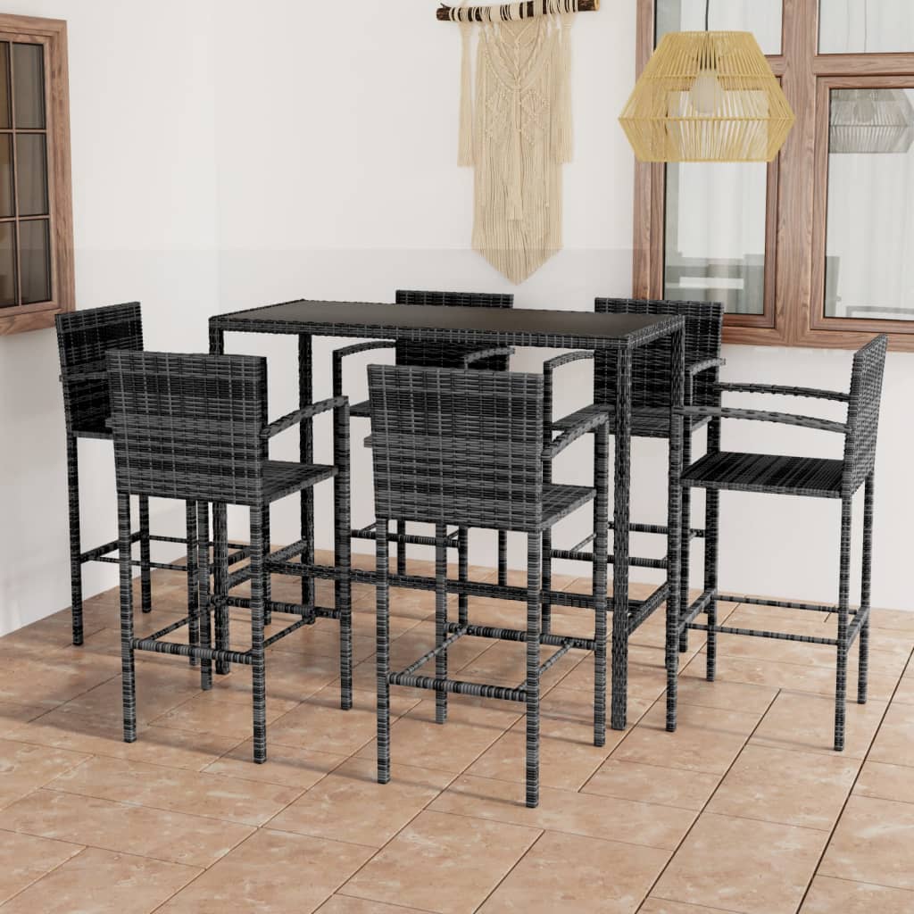 7-delige Tuinbarset poly rattan grijs is nu te koop bij PeponiXL, paradijselijk wonen!