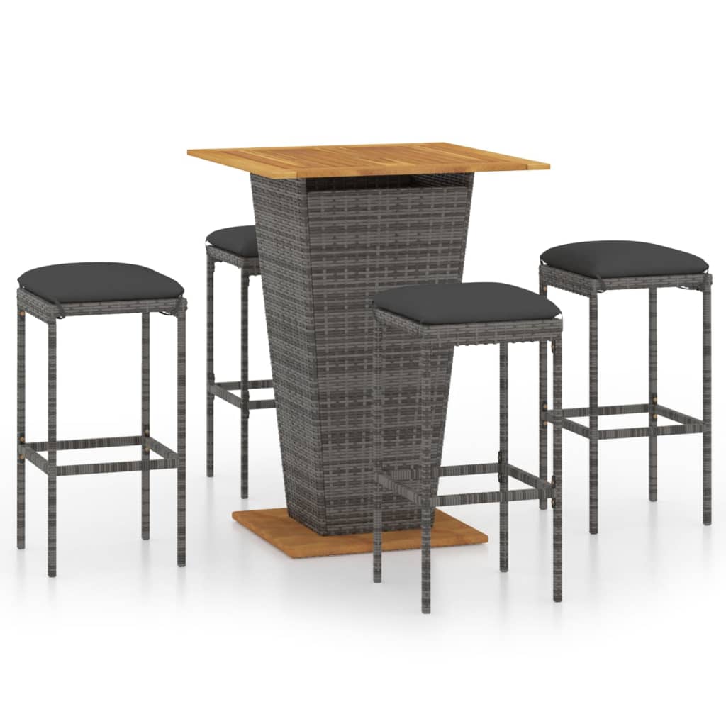 5-delige Tuinbarset met kussens poly rattan grijs is nu te koop bij PeponiXL, paradijselijk wonen!