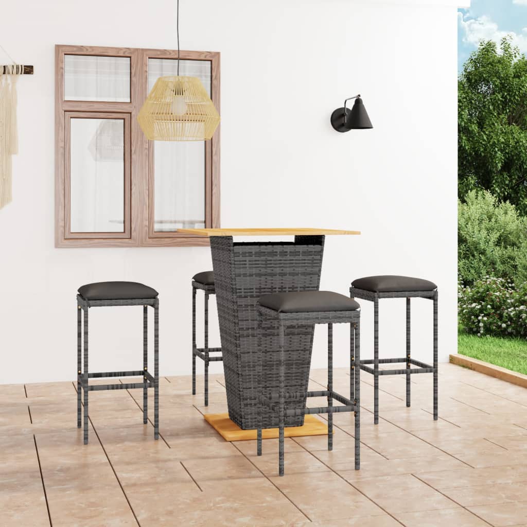 5-delige Tuinbarset met kussens poly rattan grijs is nu te koop bij PeponiXL, paradijselijk wonen!