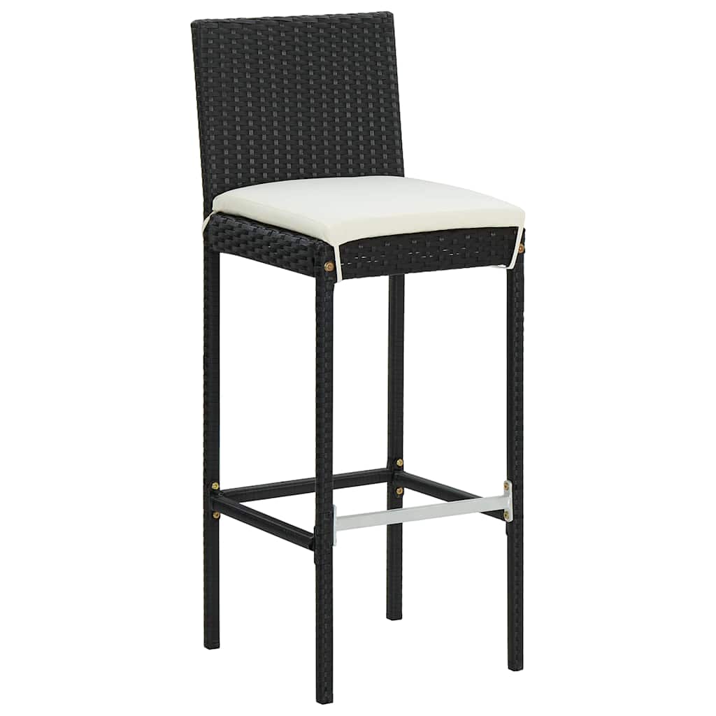 3-delige Tuinbarset met kussens poly rattan zwart