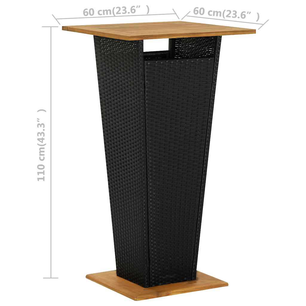 3-delige Tuinbarset met kussens poly rattan zwart