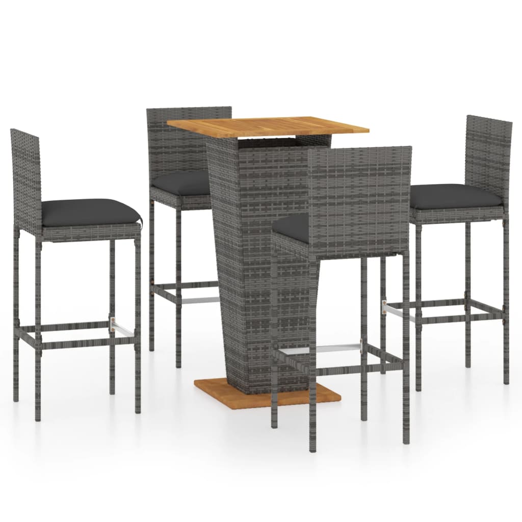 5-delige Tuinbarset met kussens poly rattan grijs is nu te koop bij PeponiXL, paradijselijk wonen!