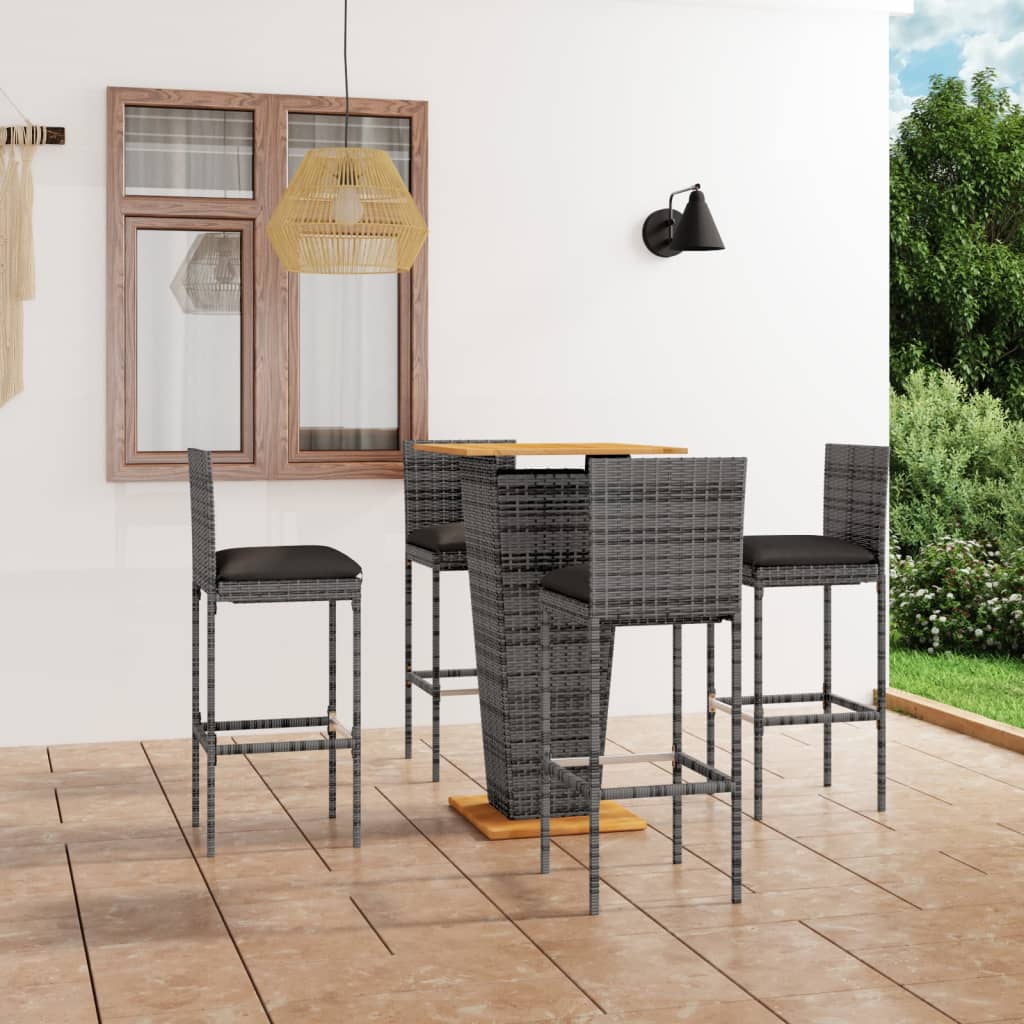 5-delige Tuinbarset met kussens poly rattan grijs is nu te koop bij PeponiXL, paradijselijk wonen!