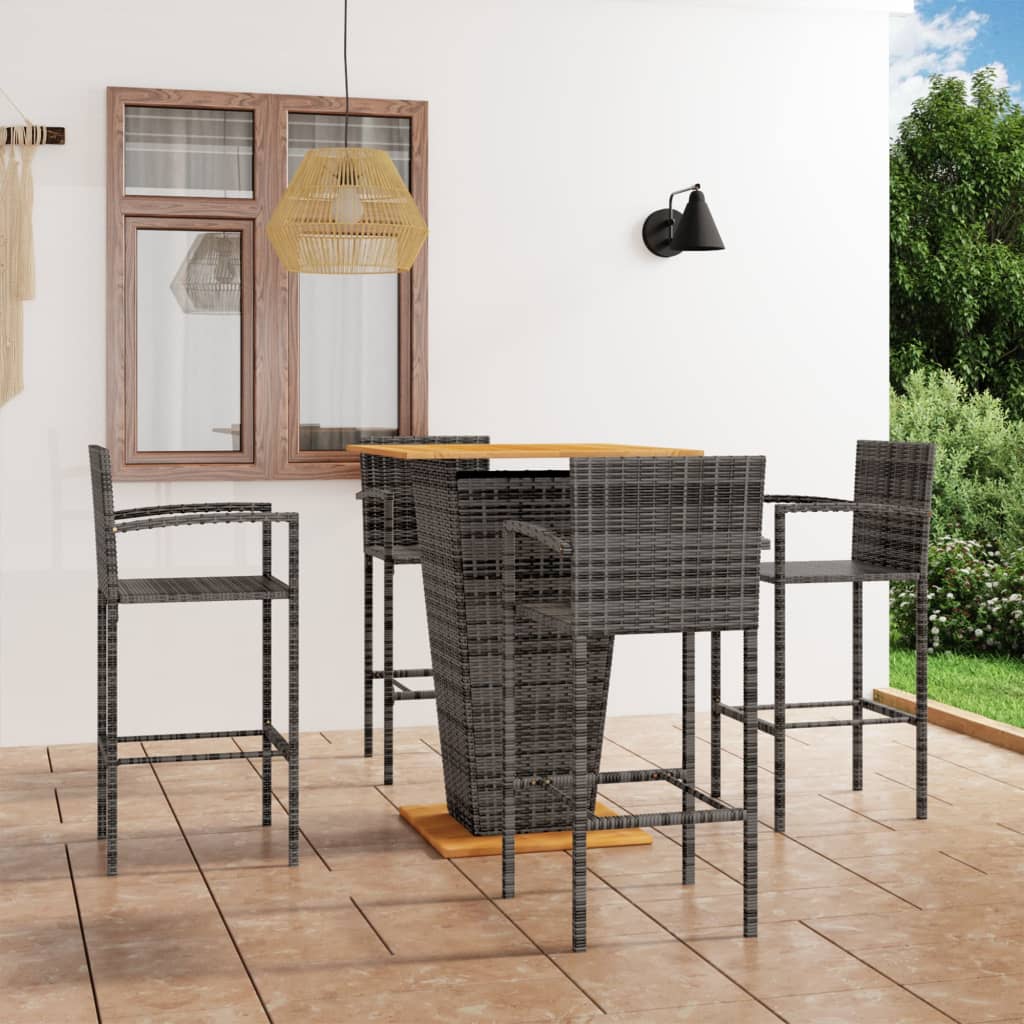 5-delige Tuinbarset grijs is nu te koop bij PeponiXL, paradijselijk wonen!