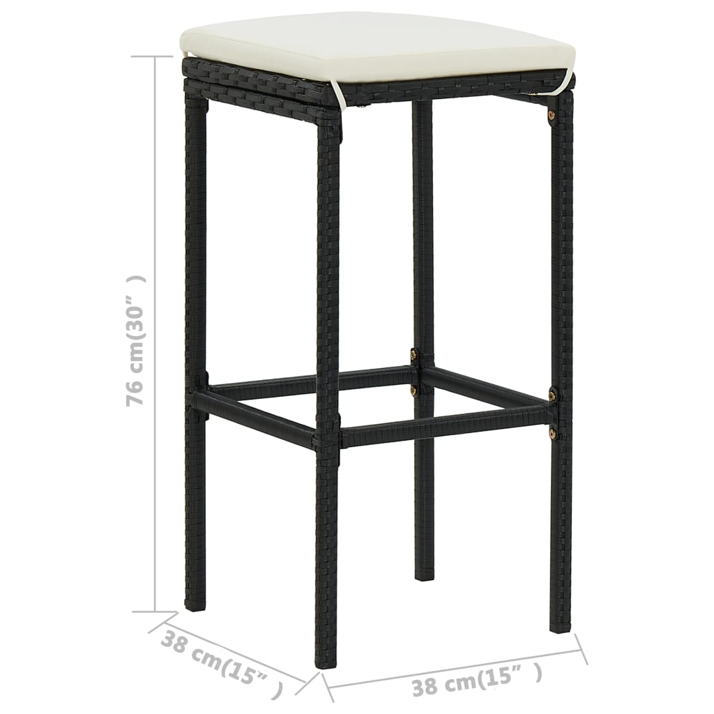 3-delige Tuinbarset met kussens zwart is nu te koop bij PeponiXL, paradijselijk wonen!