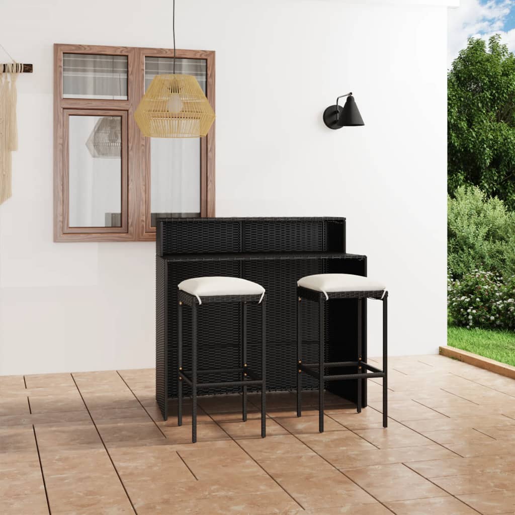 3-delige Tuinbarset met kussens zwart is nu te koop bij PeponiXL, paradijselijk wonen!