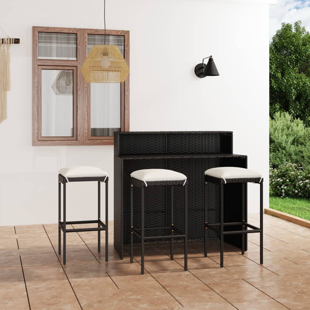 4-delige Tuinbarset met kussens zwart is nu te koop bij PeponiXL, paradijselijk wonen!