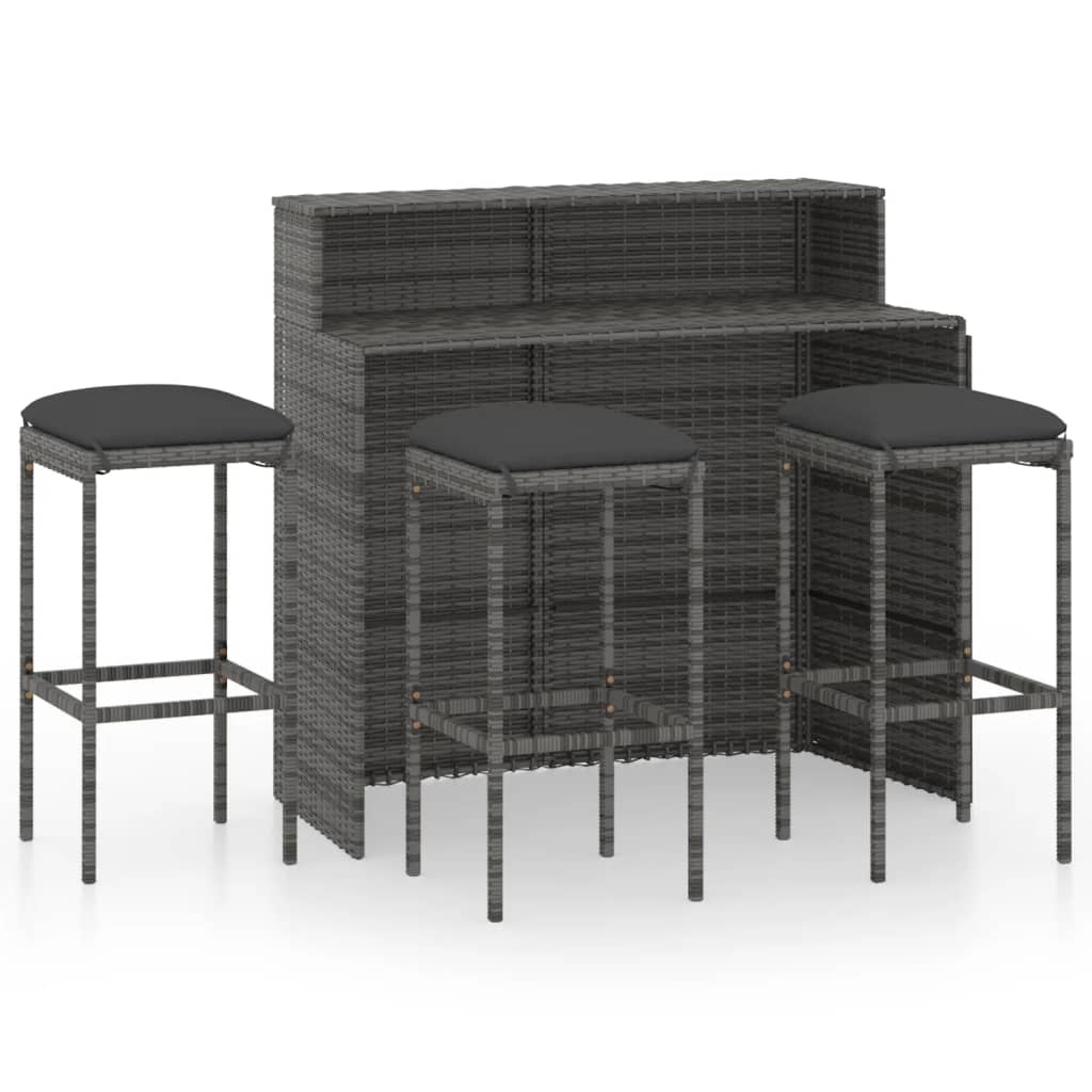 4-delige Tuinbarset met kussens grijs is nu te koop bij PeponiXL, paradijselijk wonen!