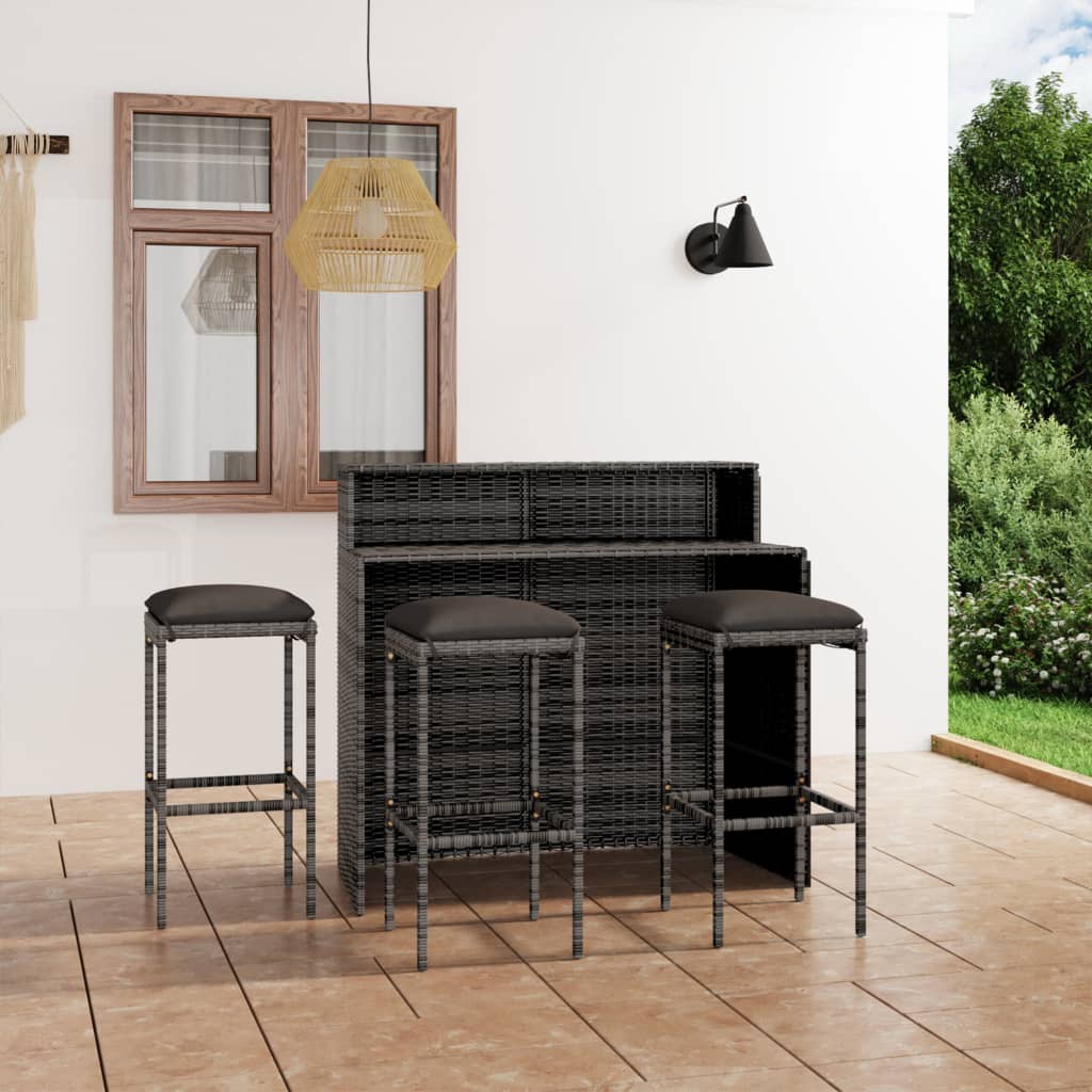 4-delige Tuinbarset met kussens grijs is nu te koop bij PeponiXL, paradijselijk wonen!