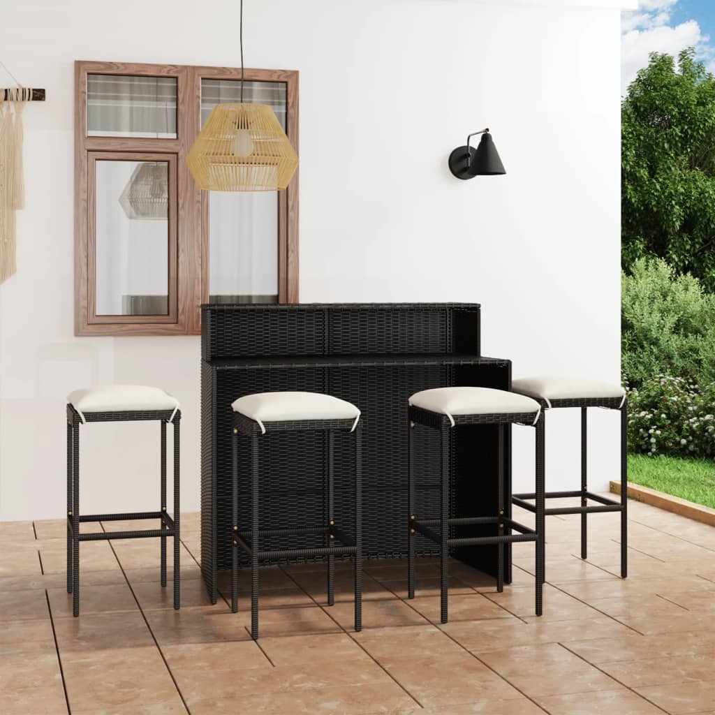 5-delige Tuinbarset met kussens zwart is nu te koop bij PeponiXL, paradijselijk wonen!