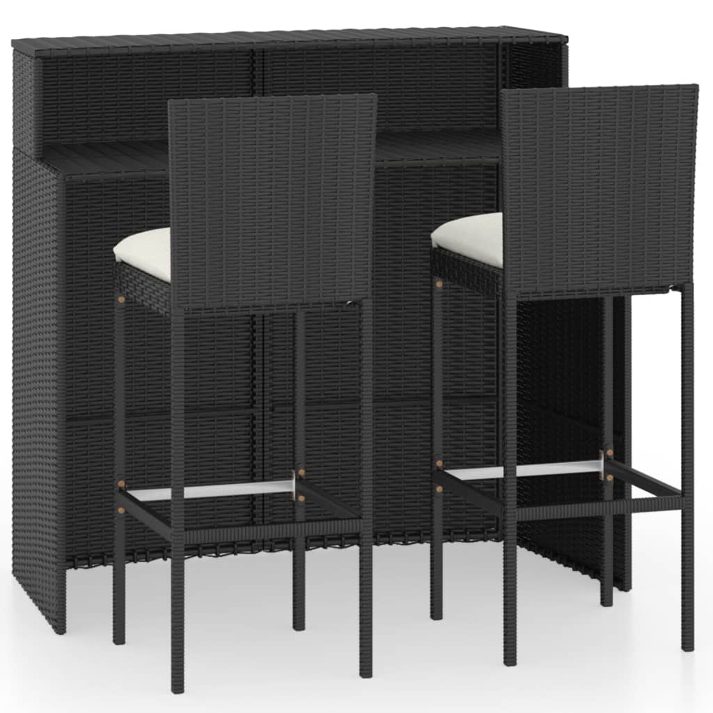 3-delige Tuinbarset met kussens zwart is nu te koop bij PeponiXL, paradijselijk wonen!