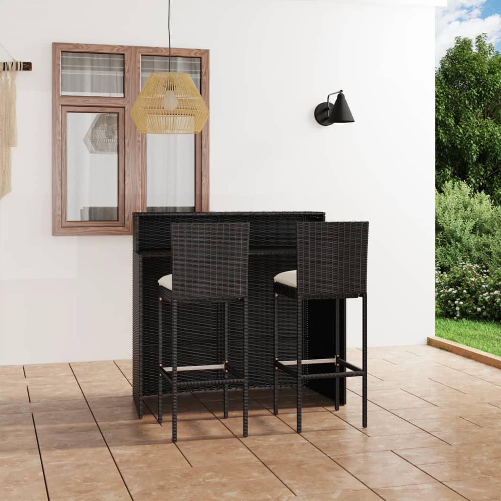 3-delige Tuinbarset met kussens zwart is nu te koop bij PeponiXL, paradijselijk wonen!