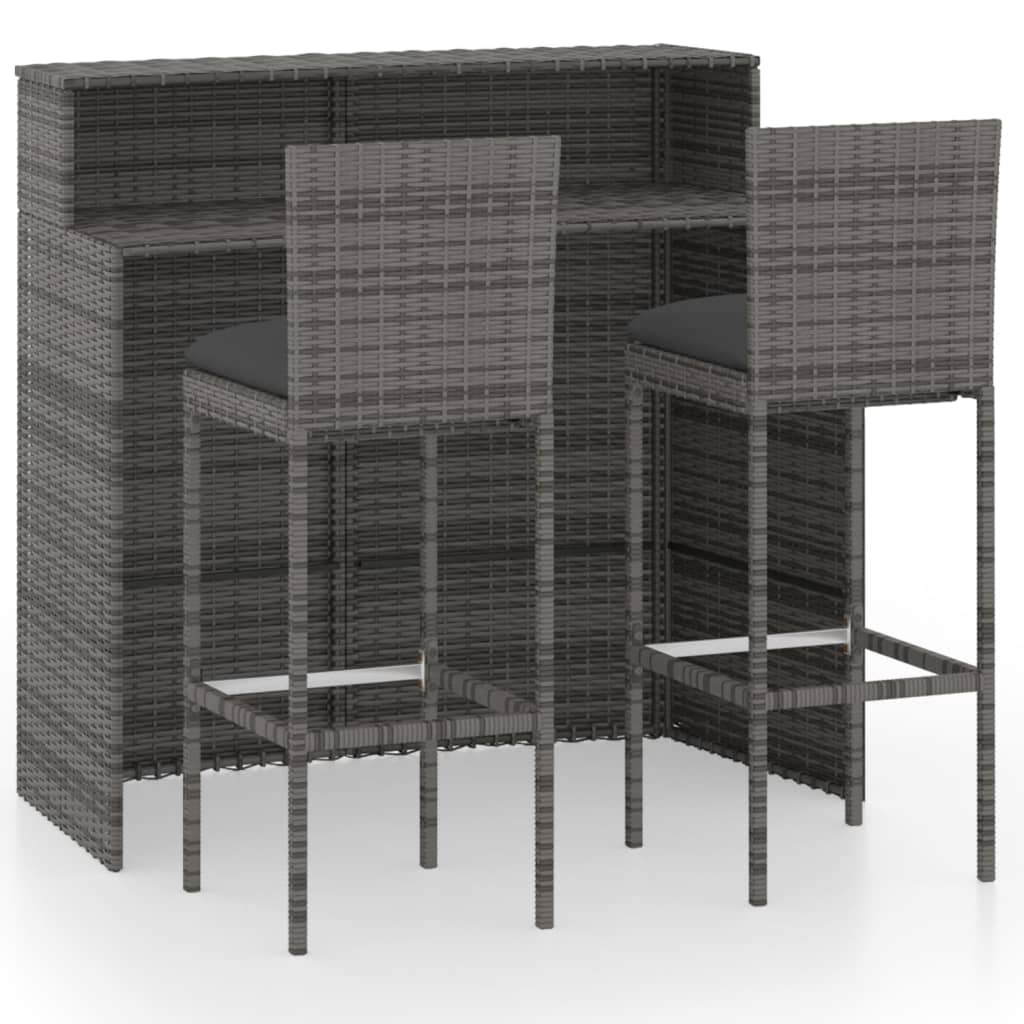 3-delige Tuinbarset met kussens grijs is nu te koop bij PeponiXL, paradijselijk wonen!
