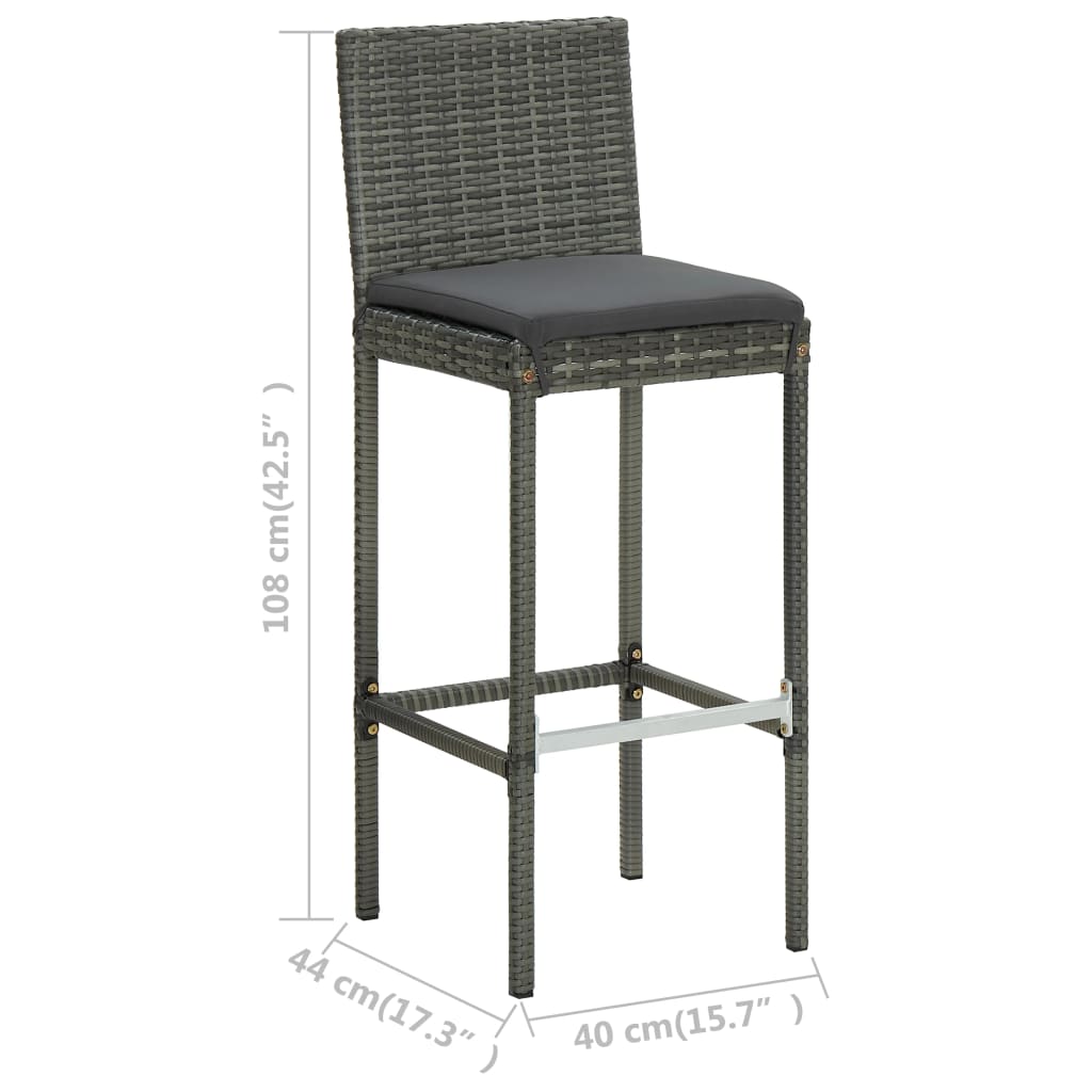 3-delige Tuinbarset met kussens grijs is nu te koop bij PeponiXL, paradijselijk wonen!