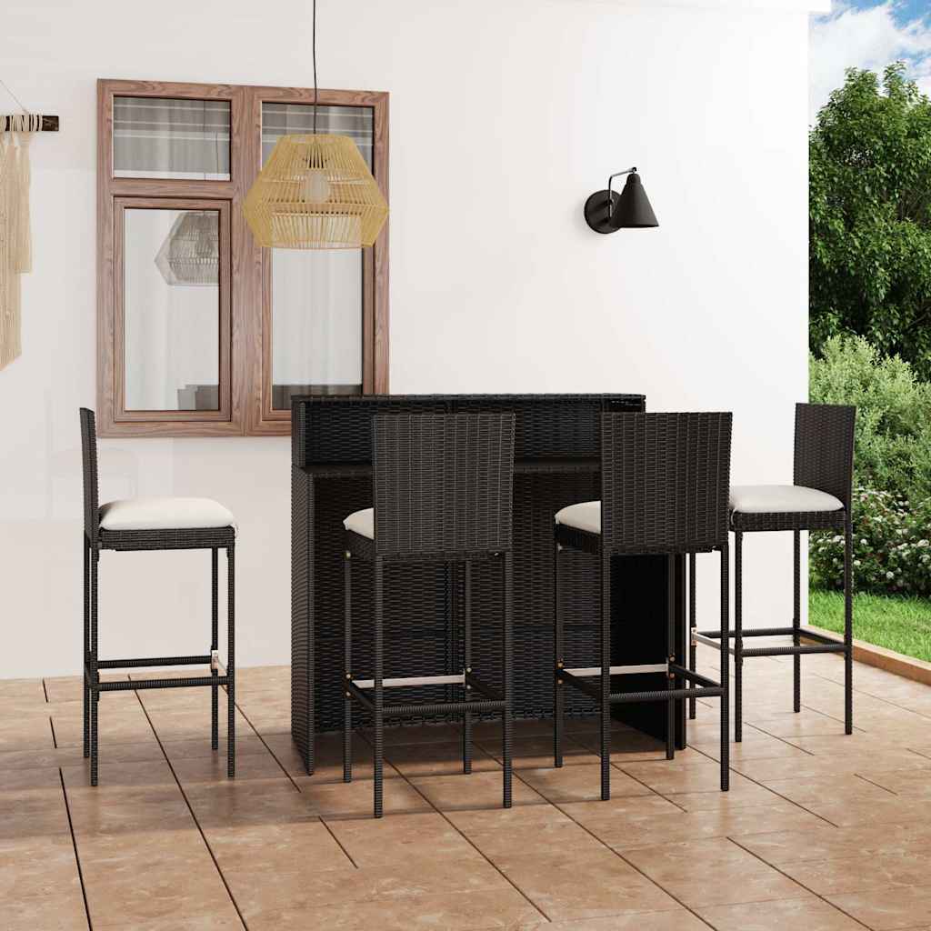 5-delige Tuinbarset met kussens zwart is nu te koop bij PeponiXL, paradijselijk wonen!