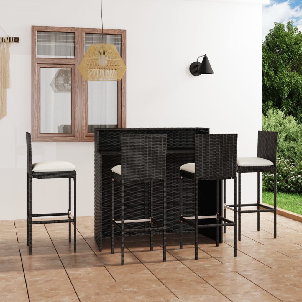 5-delige Tuinbarset met kussens zwart is nu te koop bij PeponiXL, paradijselijk wonen!