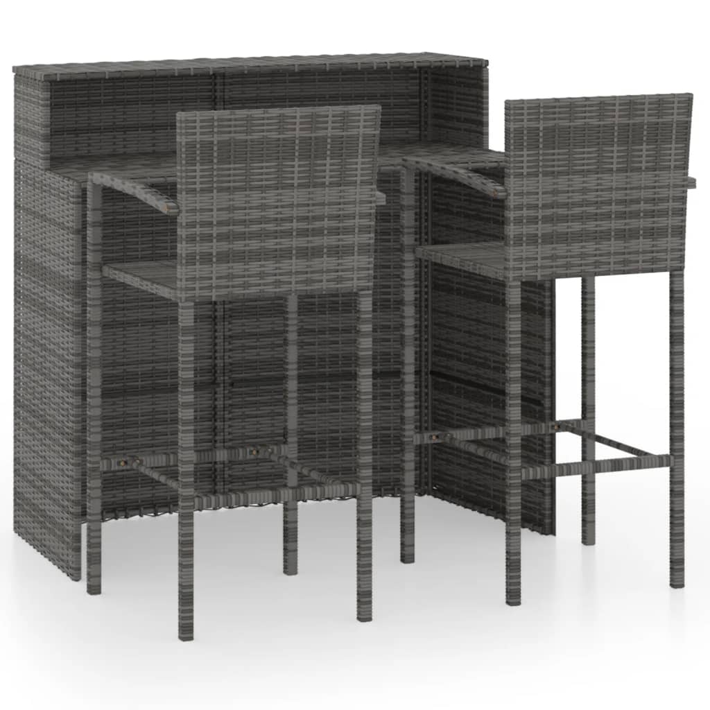 3-delige Tuinbarset grijs is nu te koop bij PeponiXL, paradijselijk wonen!