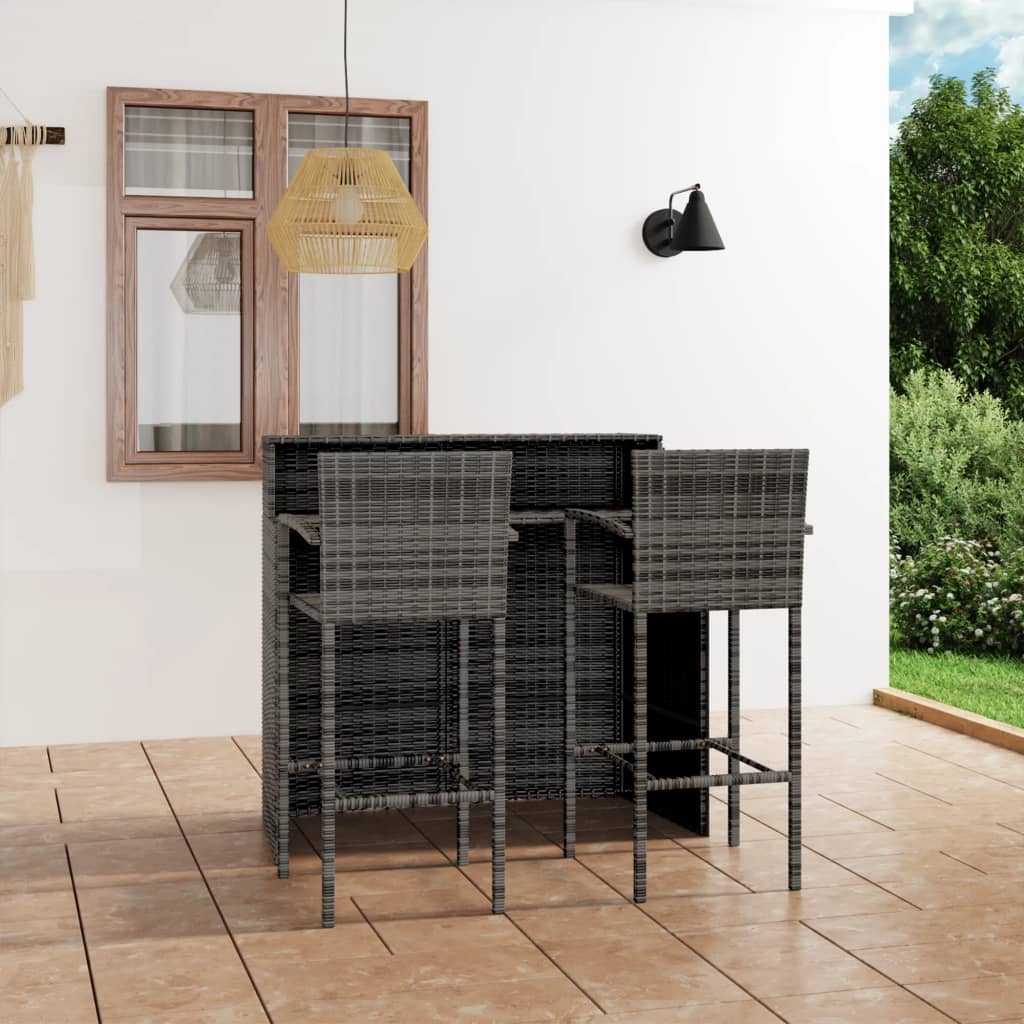 3-delige Tuinbarset grijs is nu te koop bij PeponiXL, paradijselijk wonen!