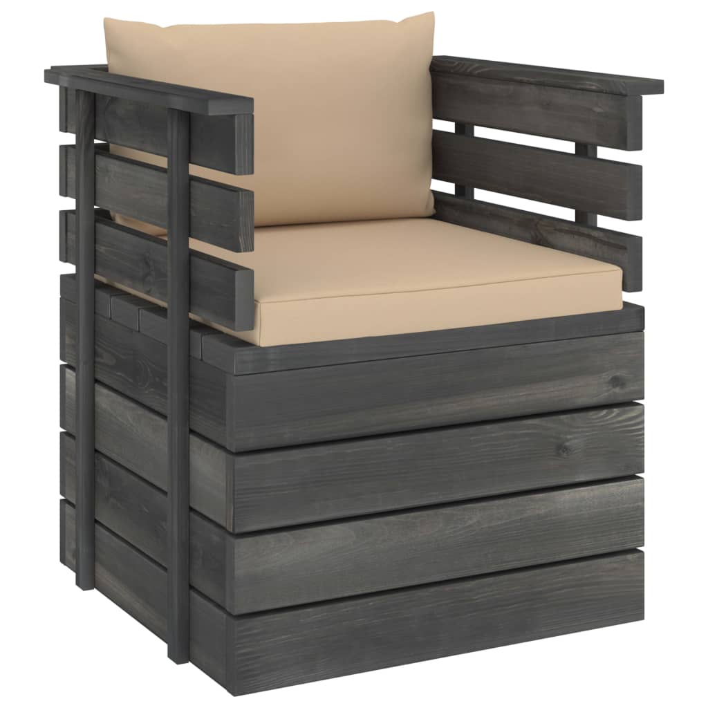 Tuinfauteuil met kussens pallet grenenhout is nu te koop bij PeponiXL, paradijselijk wonen!