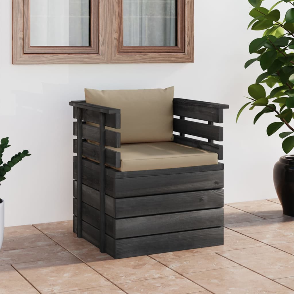 Tuinfauteuil met kussens pallet grenenhout is nu te koop bij PeponiXL, paradijselijk wonen!