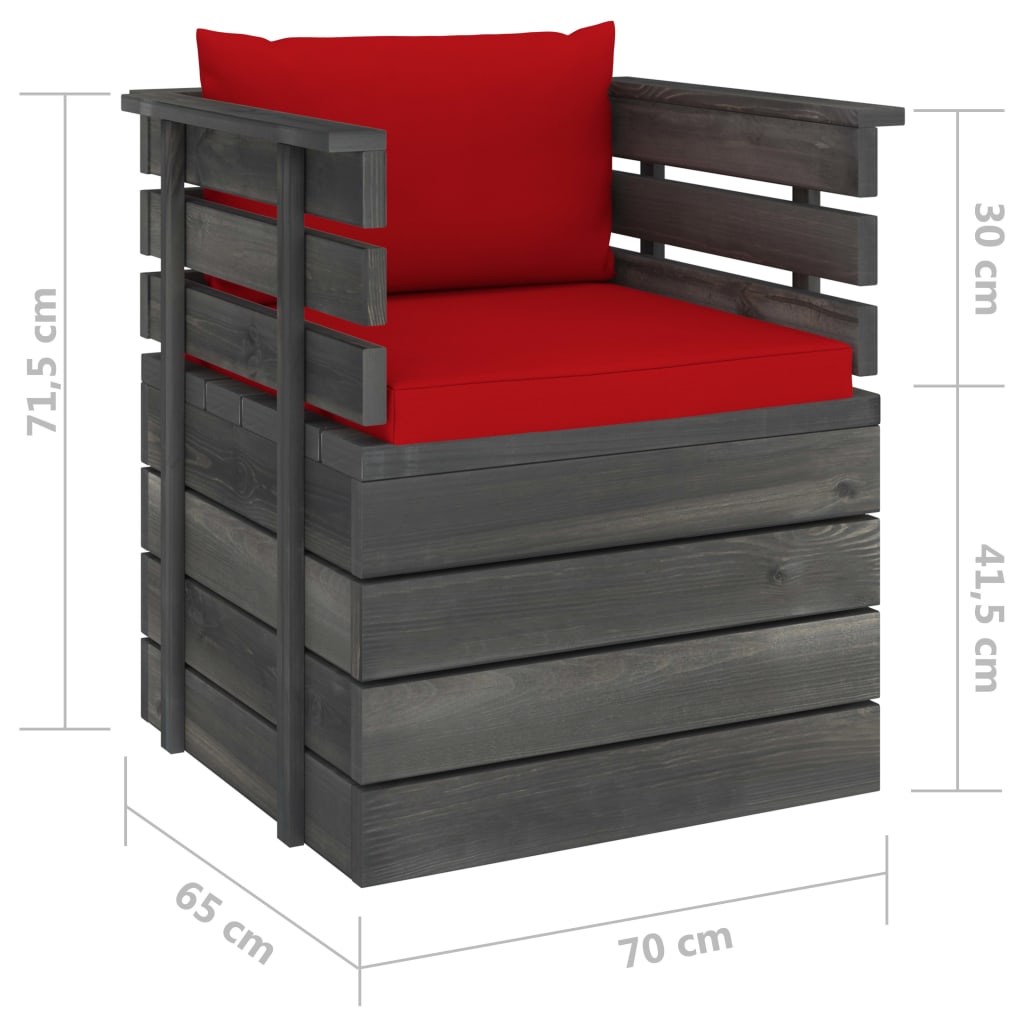 Tuinfauteuil met kussens pallet grenenhout is nu te koop bij PeponiXL, paradijselijk wonen!