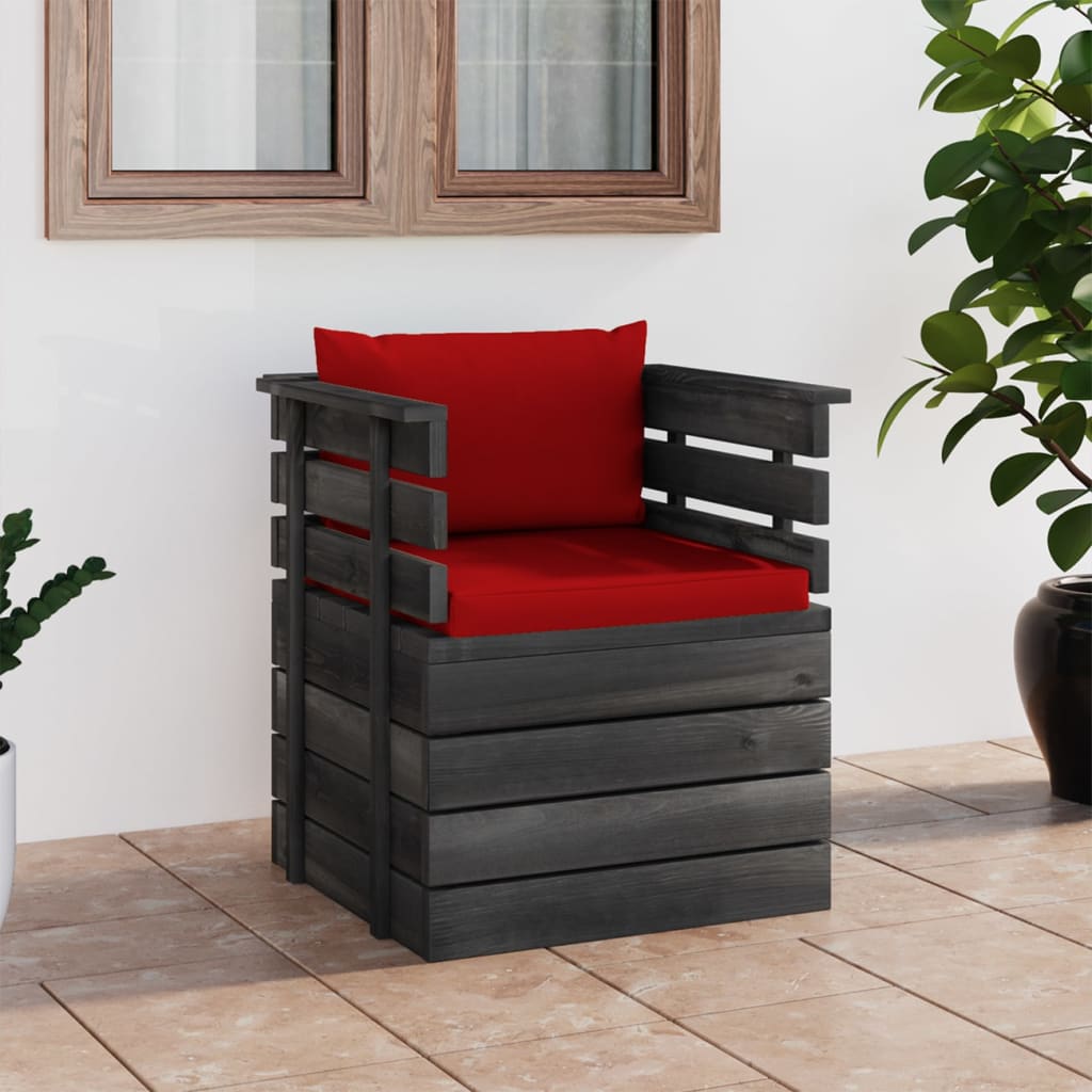 Tuinfauteuil met kussens pallet grenenhout is nu te koop bij PeponiXL, paradijselijk wonen!