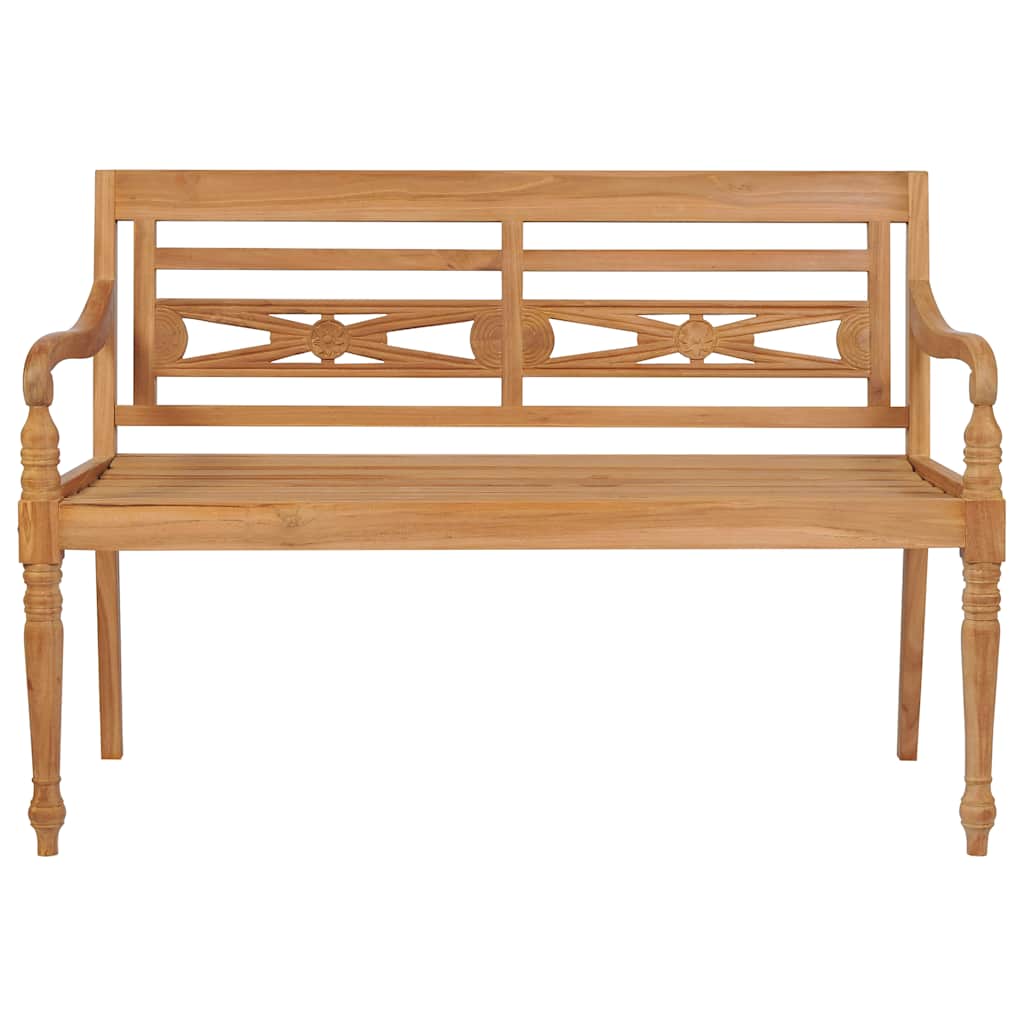 Bank Batavia met zwart kussen 120 cm massief teakhout