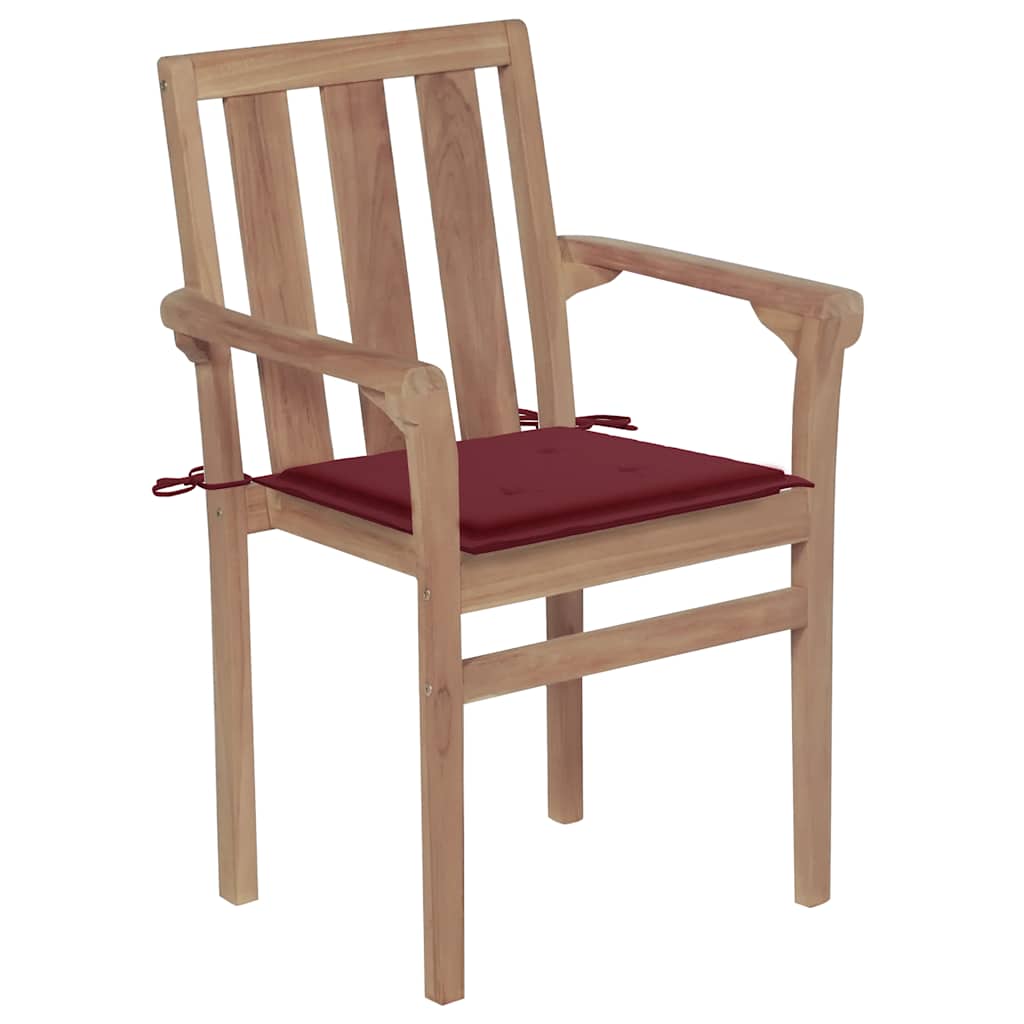 Tuinstoelen 2 st met wijnrode kussens massief teakhout is nu te koop bij PeponiXL, paradijselijk wonen!