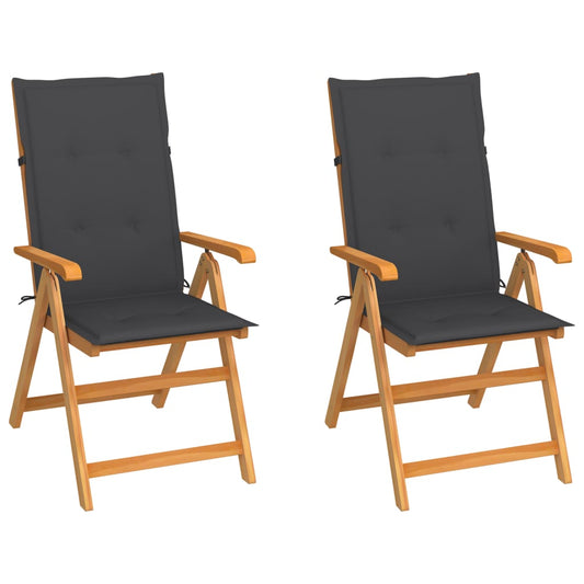 Tuinstoelen 2 st met antracietkleurige kussens massief teakhout is nu te koop bij PeponiXL, paradijselijk wonen!
