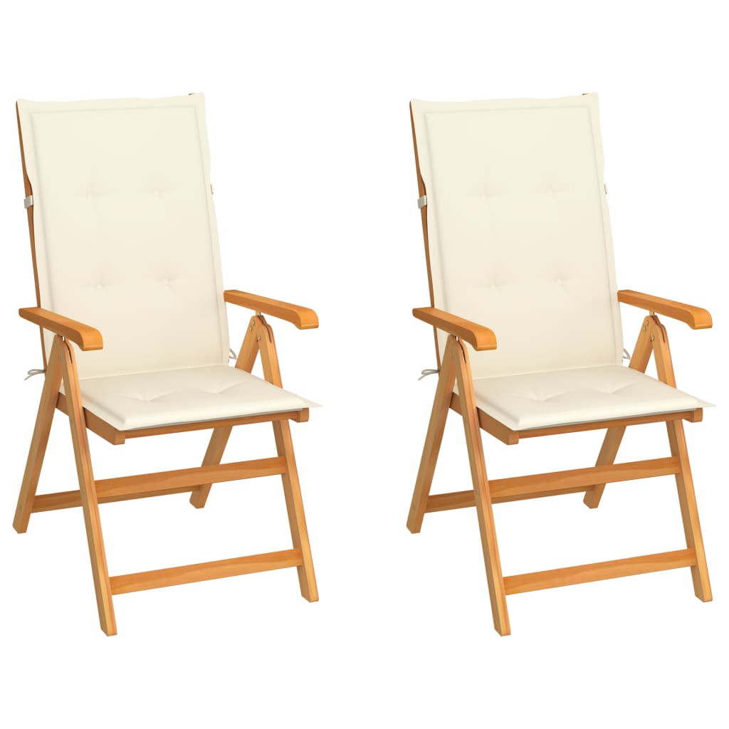 Tuinstoelen 2 st met crèmekleurige kussens massief teakhout is nu te koop bij PeponiXL, paradijselijk wonen!
