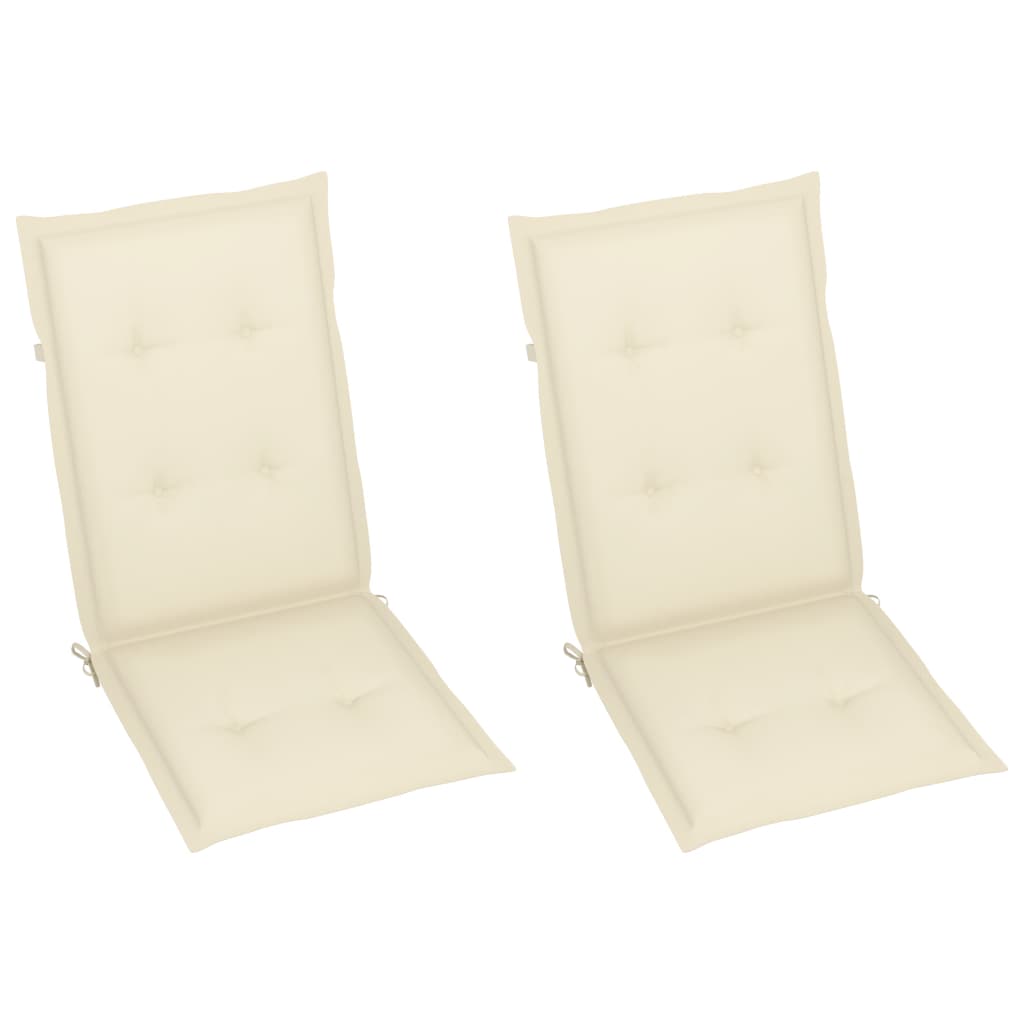 Tuinstoelen 2 st met crèmekleurige kussens massief teakhout is nu te koop bij PeponiXL, paradijselijk wonen!