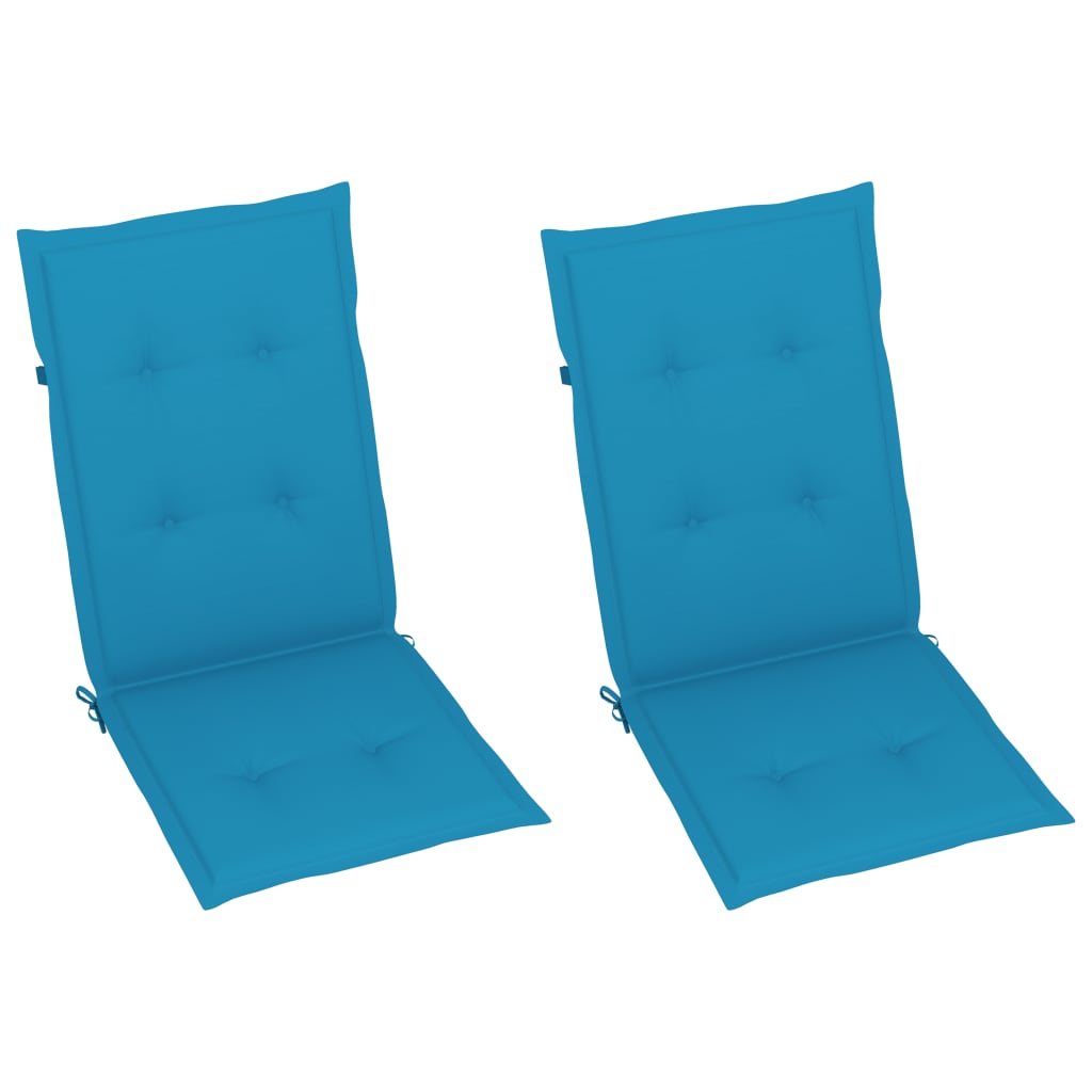 Tuinstoelen 2 st met blauwe kussens massief teakhout is nu te koop bij PeponiXL, paradijselijk wonen!